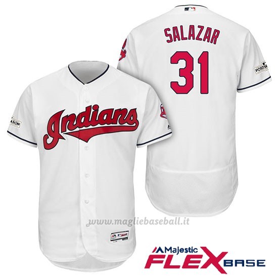 Maglia Baseball Uomo Cleveland Indians 2017 Postseason Danny Salazar Bianco Flex Base